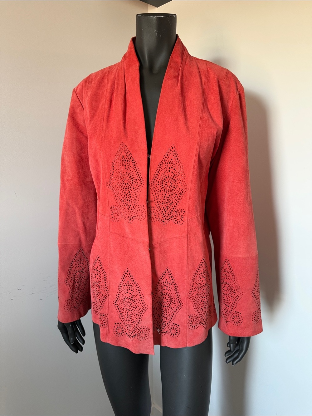 418. Chico’s Faux Suede Embroidered Cutout Jacket Size 3